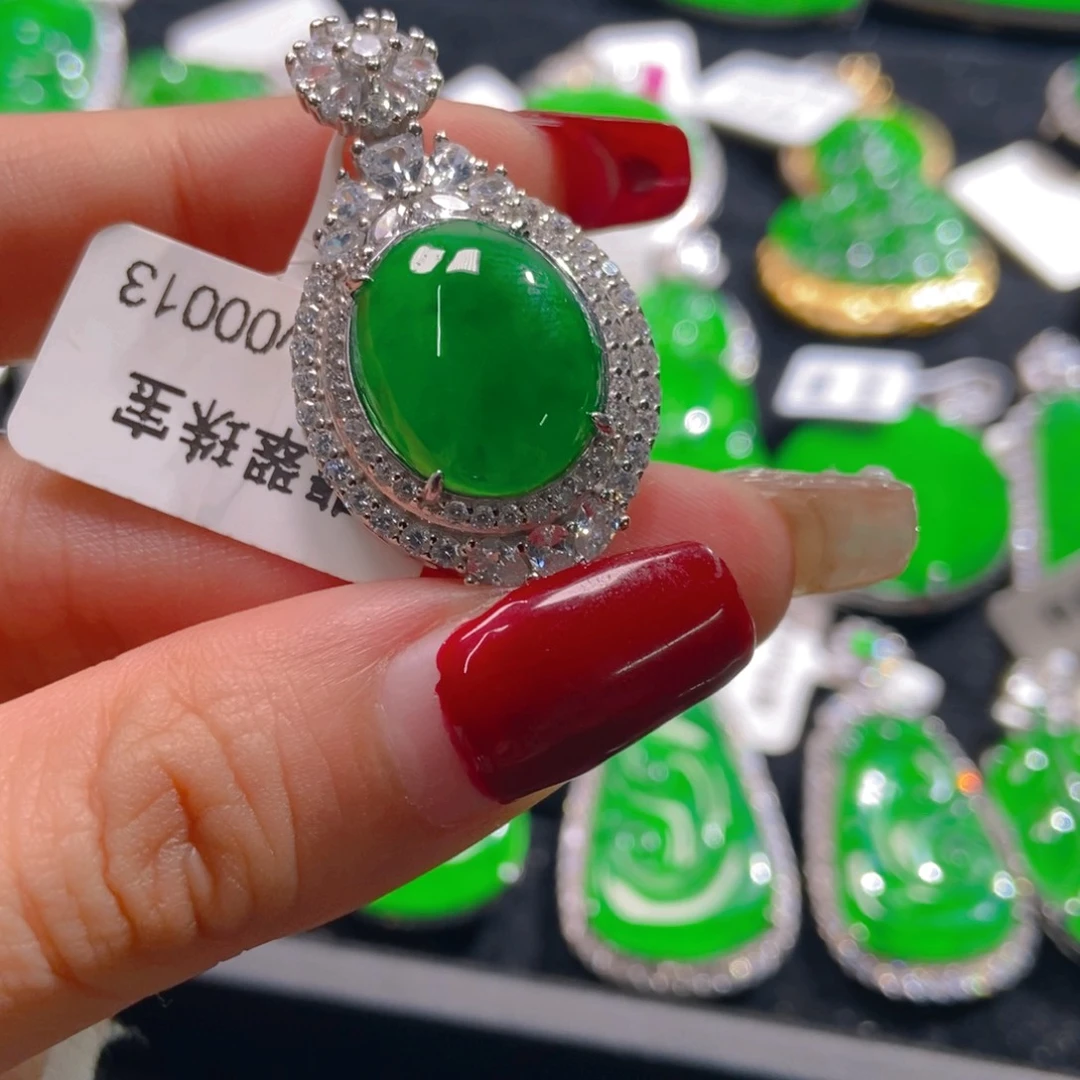 翡翠吊坠(不含链)银S925镶嵌