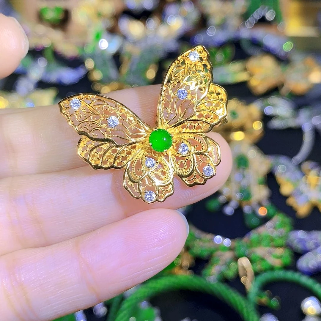 颈饰银S925镶嵌翡翠