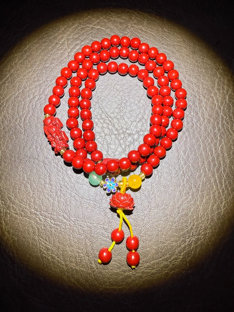 天然辰砂0050朱砂（好运莲莲）多圈手串an0050（无礼盒）