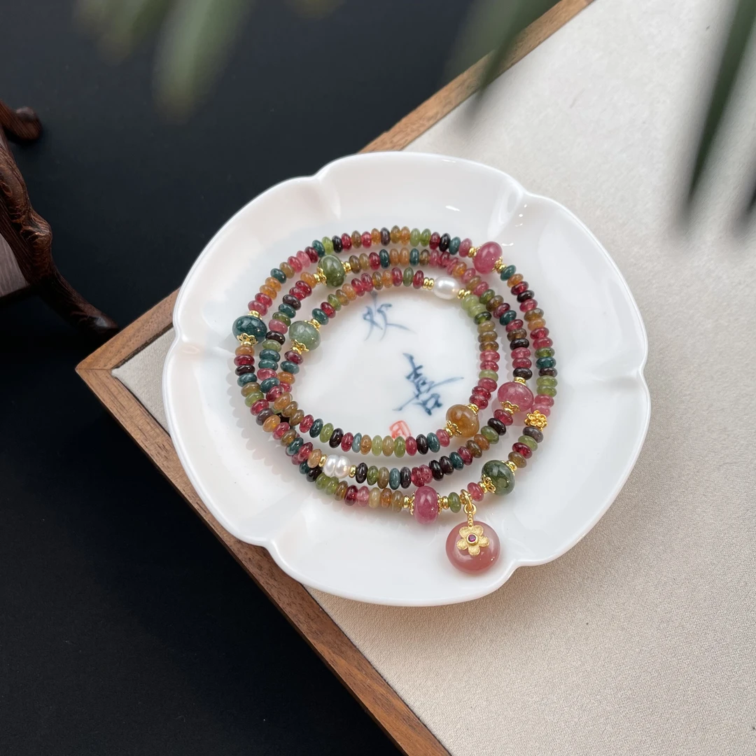 彩碧算盘盐源平安扣三圈设计款手串/项链（2.5*4.6mm±）颜色多样性