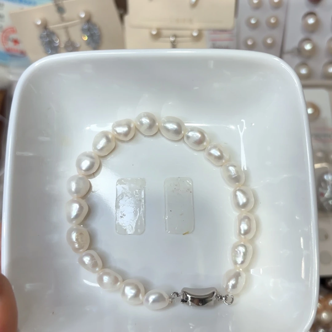 锆石非金属手链，巴洛克珍珠