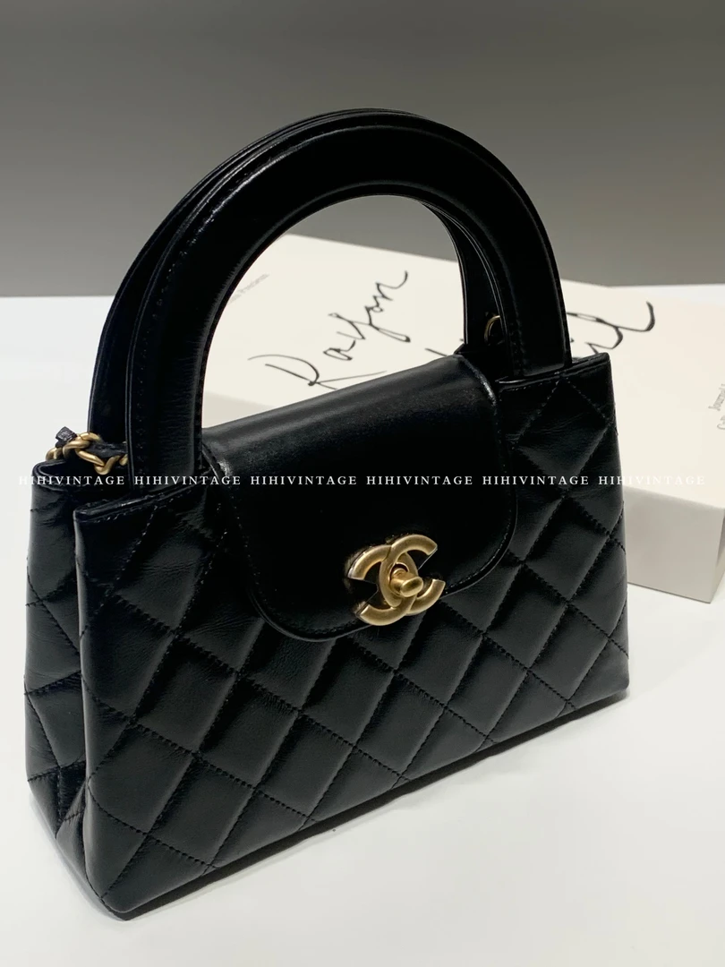 99新 Chanel/香奈儿 HIHI24P黑金油蜡牛单肩手提Kelly芯片JL