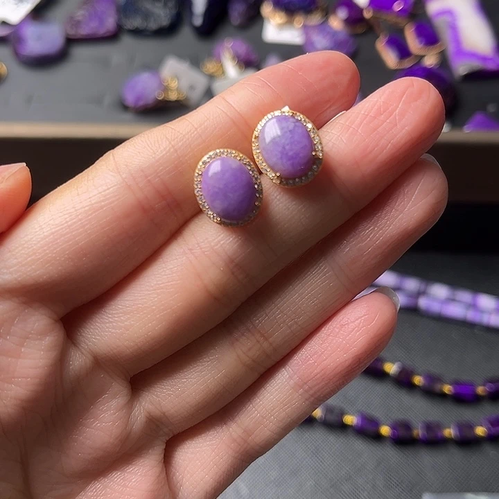 银S925镶嵌苏纪石（舒俱来）耳环