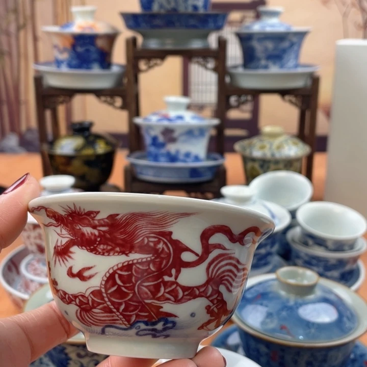 摆件陶鱼化龙压手杯