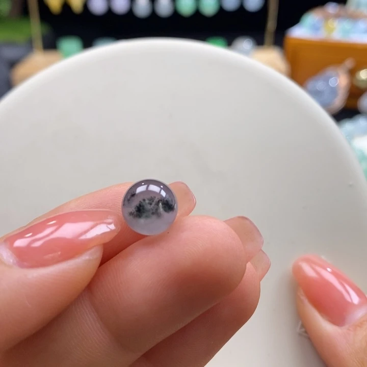 翡翠吊坠(不含链)未镶嵌翡翠黑冰飘乌鸡圆珠