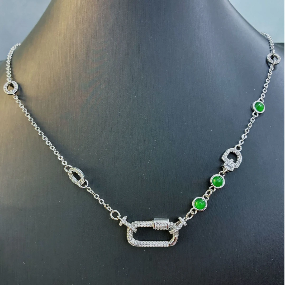 翡翠万能链时尚蛋面回形扣百搭项链链100258