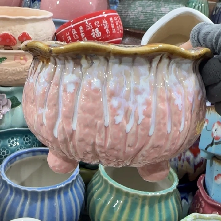 凑9块包邮，有孔陶瓷花盆