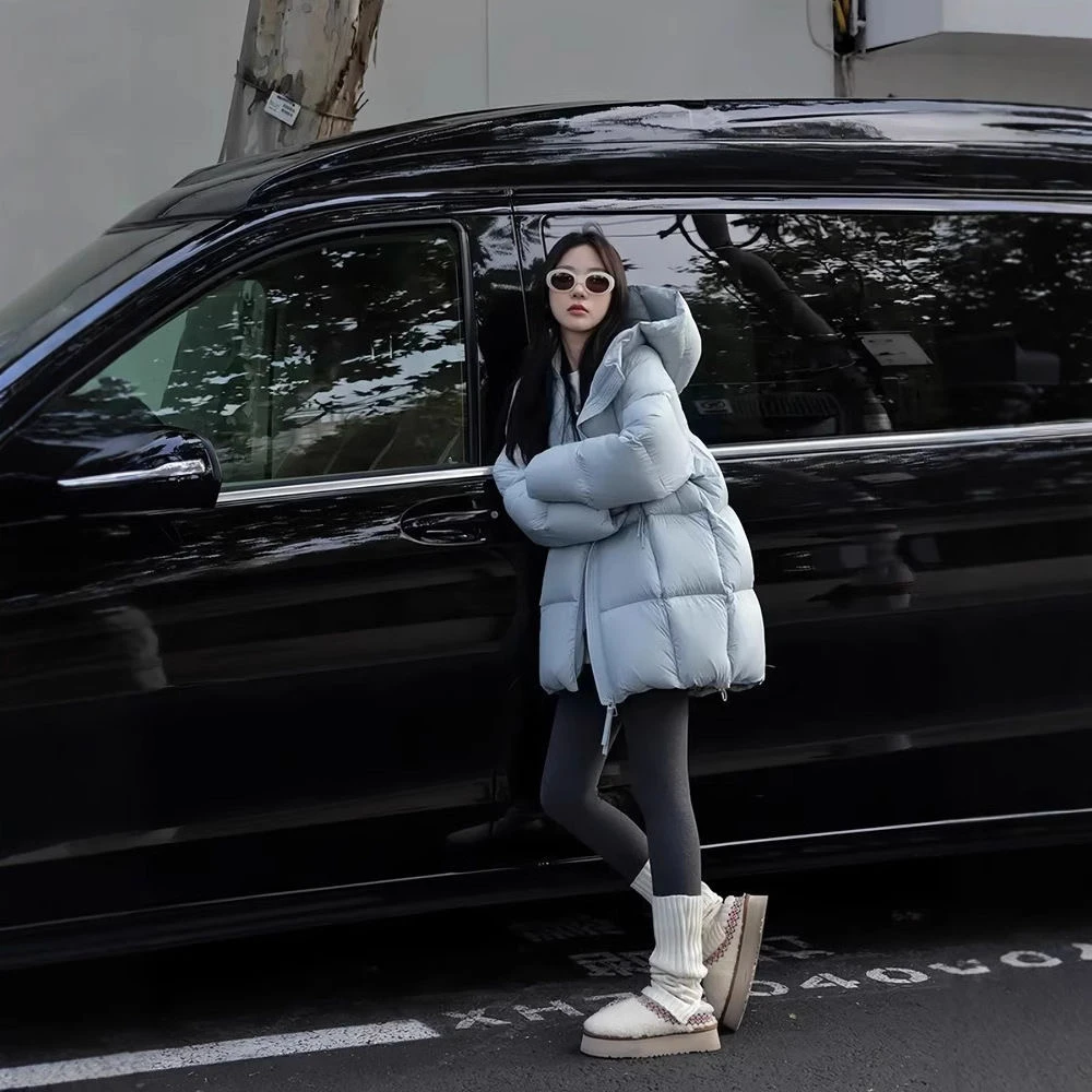 贝贝款超轻云朵泡芙高端连帽中长款小个子超好看面包羽绒棉服