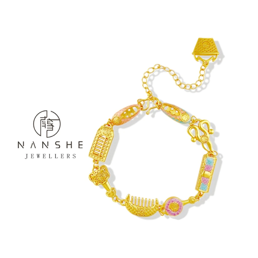 NANSHE/南奢 新中式小梳子彩绘百搭气质时尚手链