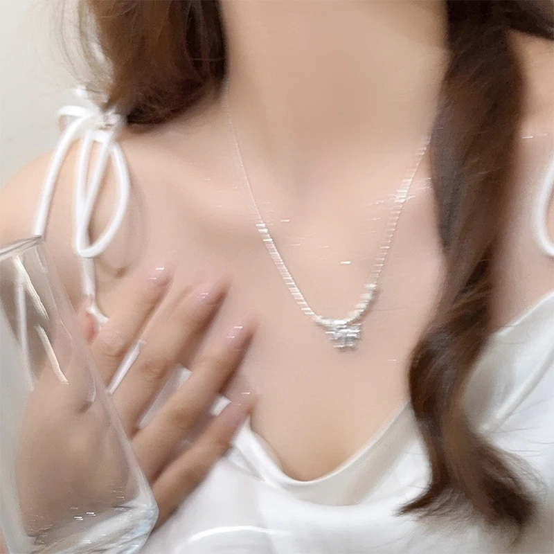 铜合金项链 闪钻蝴蝶结锁骨链女2025新款轻奢高级感小众颈链9776