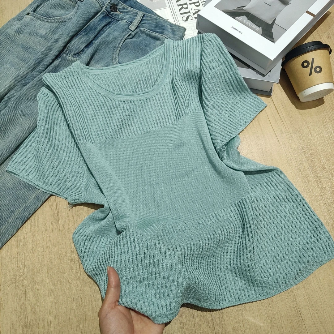 小清瓜女装严选百搭时尚打底爆款短袖2025新款女夏针织衫XT9381