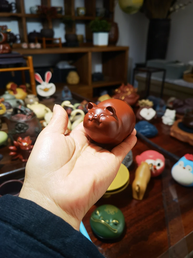 雕塑茶宠紫砂摆件紫砂茶宠紫砂正宗茶宠摆件精品爆款：精工小猪