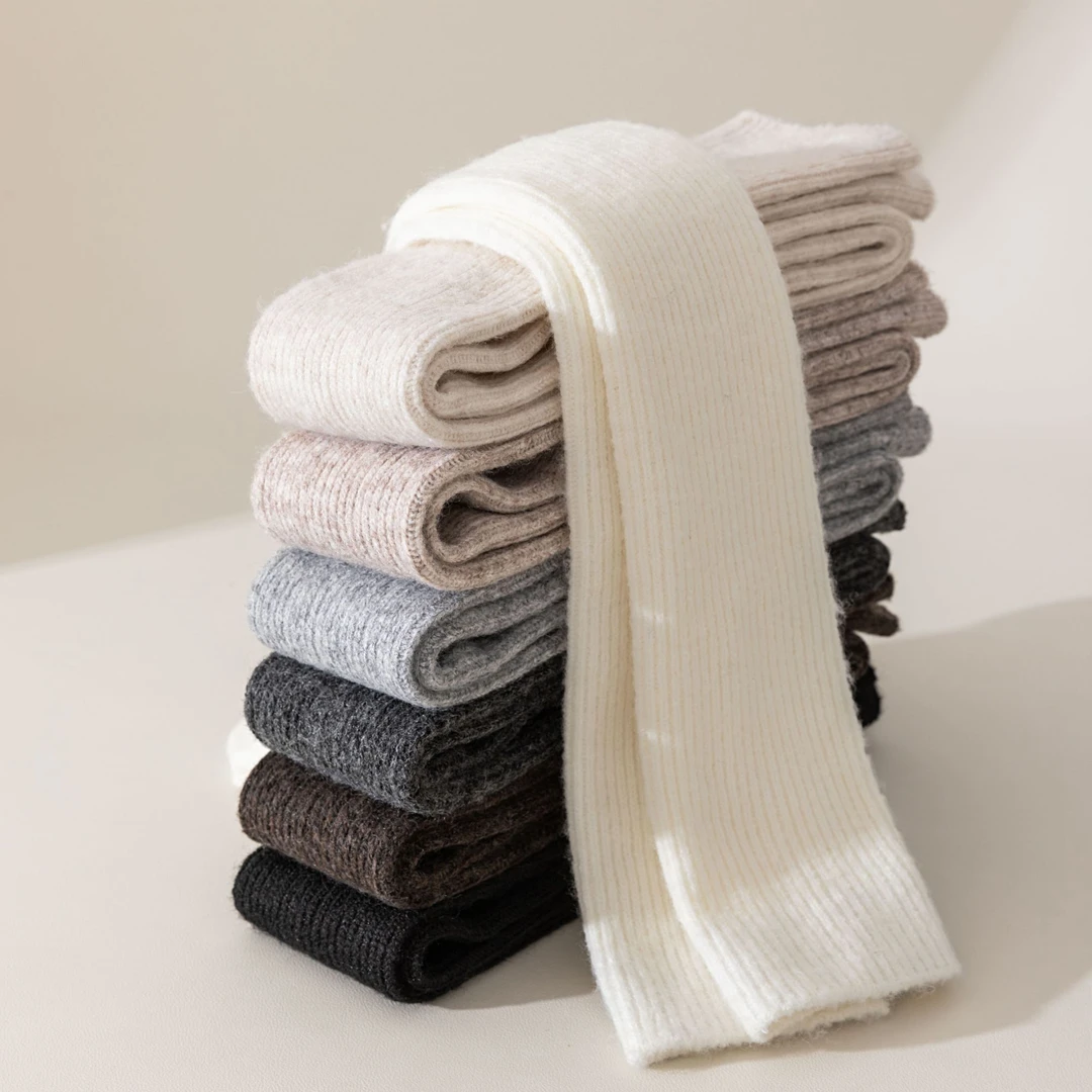 羊毛过膝袜子女秋冬款长筒袜加绒加厚保暖大腿袜防滑护膝高筒靴袜