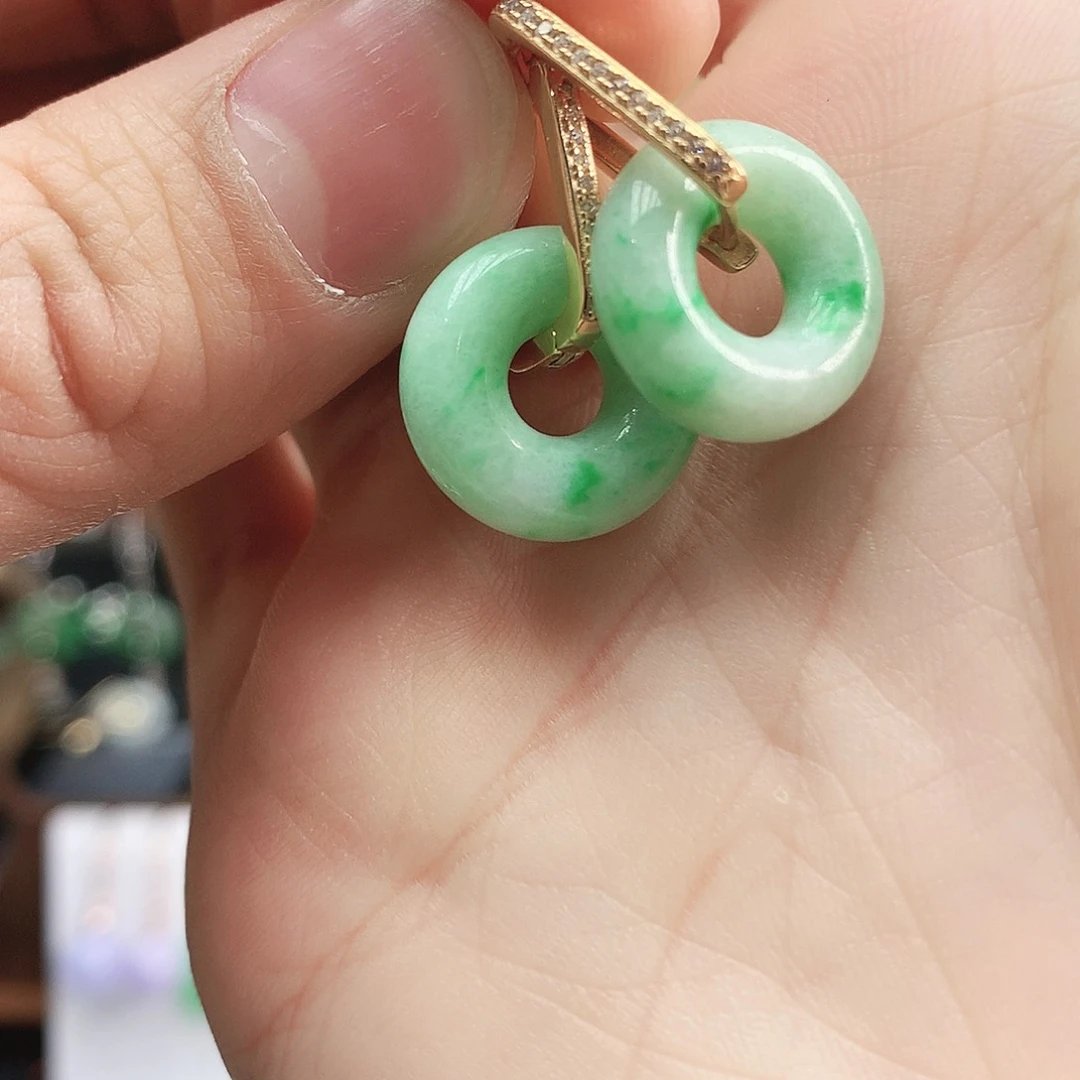 翡翠耳饰银S925镶嵌耳饰