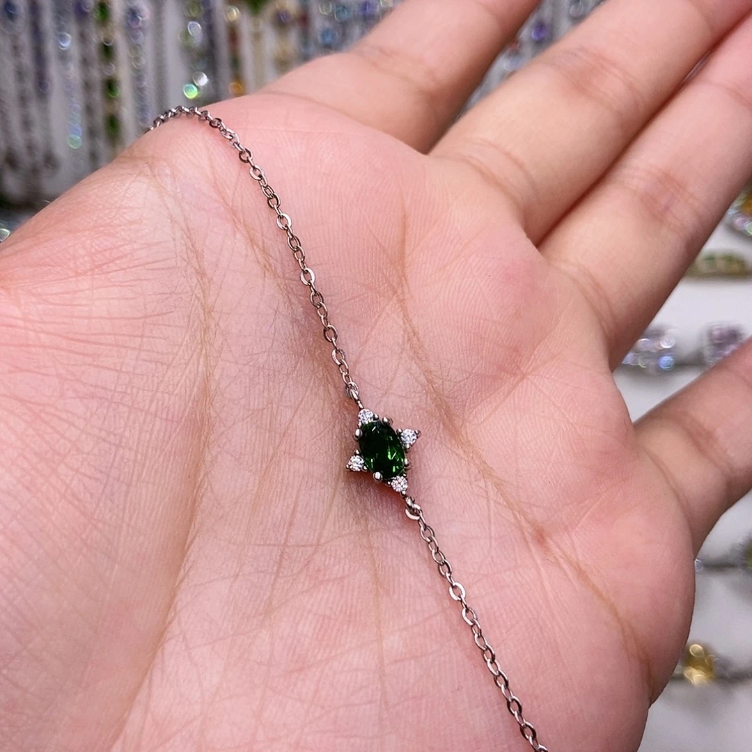 手链银S925镶嵌透辉石