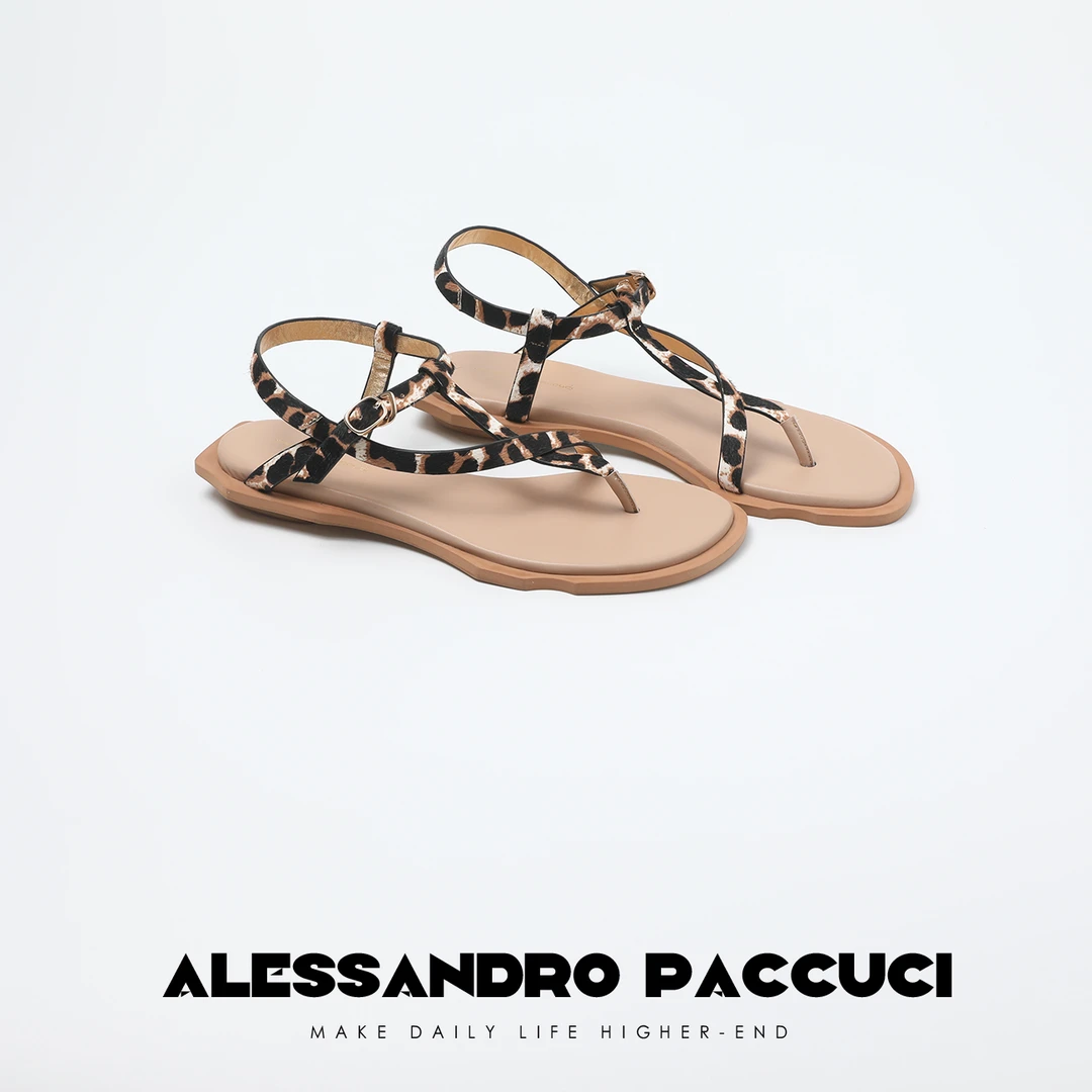 AP洛哥25209X马毛夹脚交叉绑带多色平底油边处理时尚百搭凉鞋