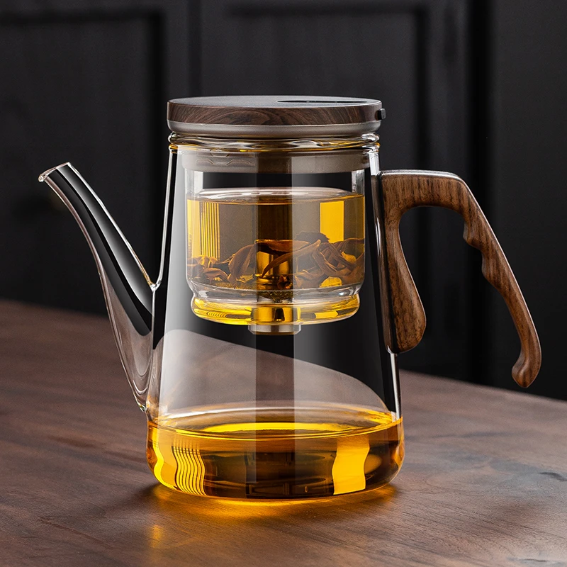 一键过滤茶水分离泡茶壶飘逸杯无杆磁吸玻璃飘逸壶办公家用茶具