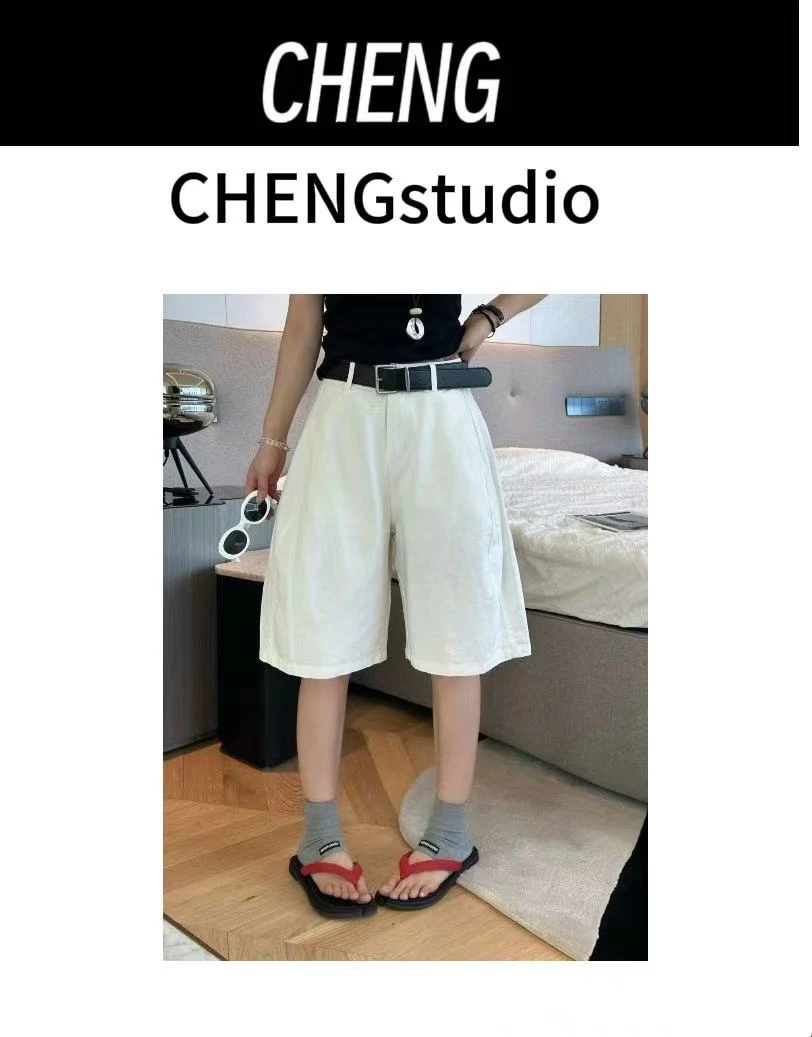 欧韩阔腿系带休闲裤五分短裤女2025年夏季新款简约百搭阔腿A字裤