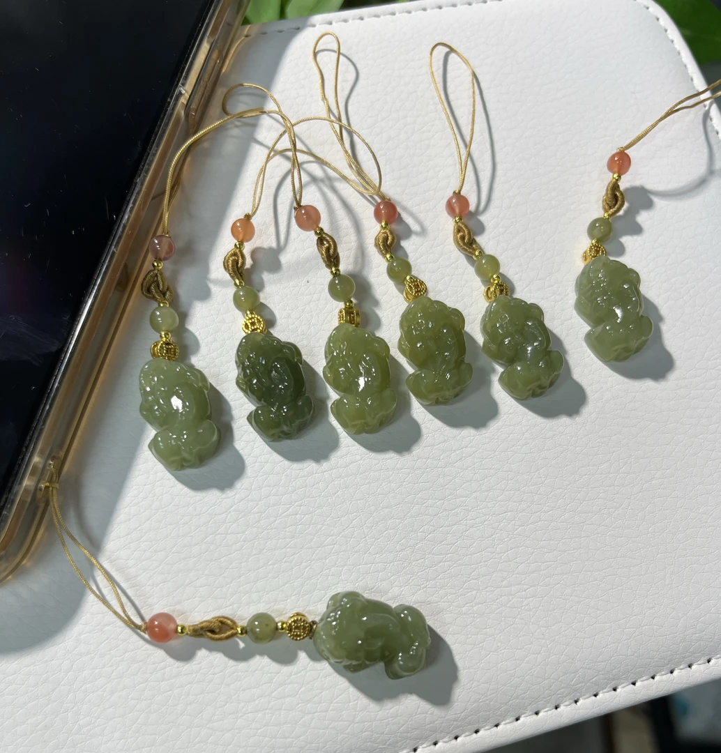 和田玉黄口小貔貅包包挂手机挂 尺寸长约20mm 多样性拍一发一