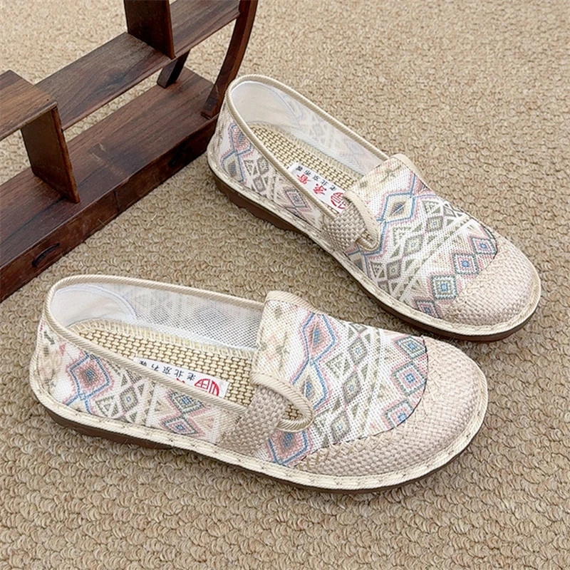 春季新款复古民族风渔夫鞋透气女单鞋一脚蹬田园风轻便舒适妈妈鞋