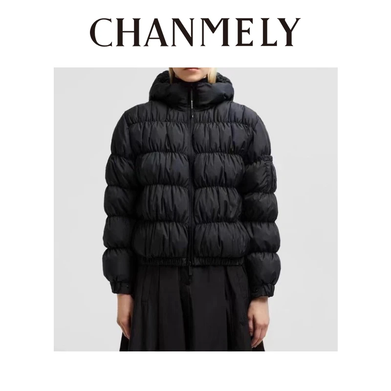 【CHANMITY】24/FW毛毛虫花苞褶皱显瘦保暖时髦外套0241506