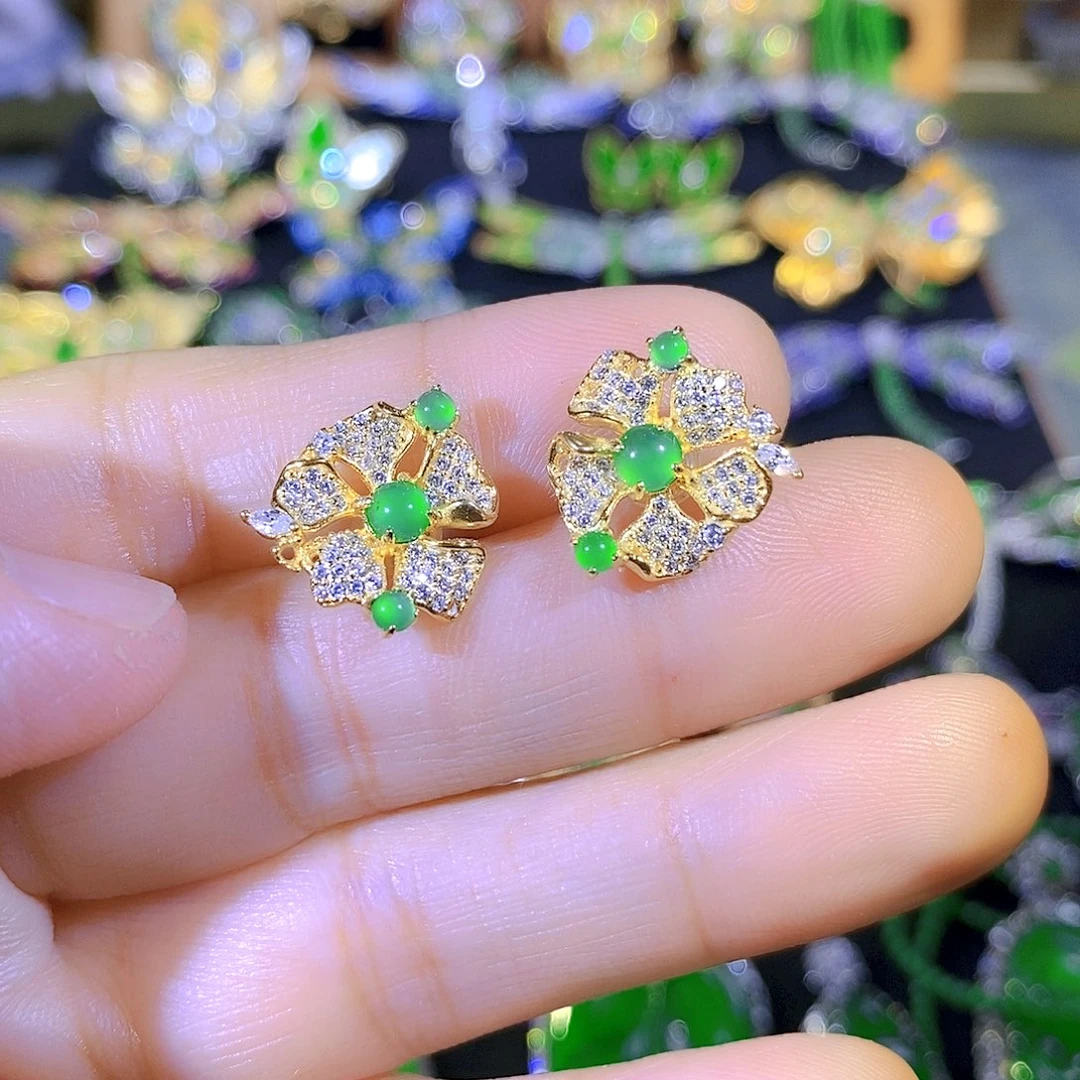 吊坠(不含链)银S925镶嵌翡翠