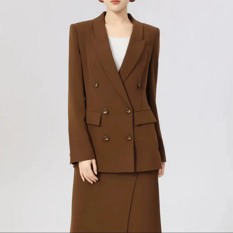 AMASS/阿玛施双排扣经典千金西服通勤气质显瘦新色系 5400373