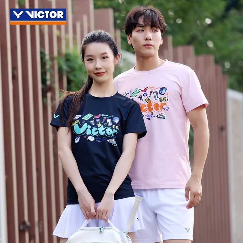 VICTOR威克多胜利羽毛球服训练系列男女中性款针织运动T恤T-50032