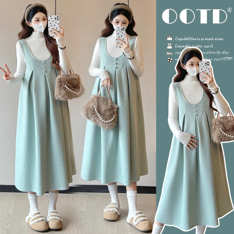 韩系时尚孕妇装秋季新款甜美减龄宽松显瘦ins风高颜值洋气两件套