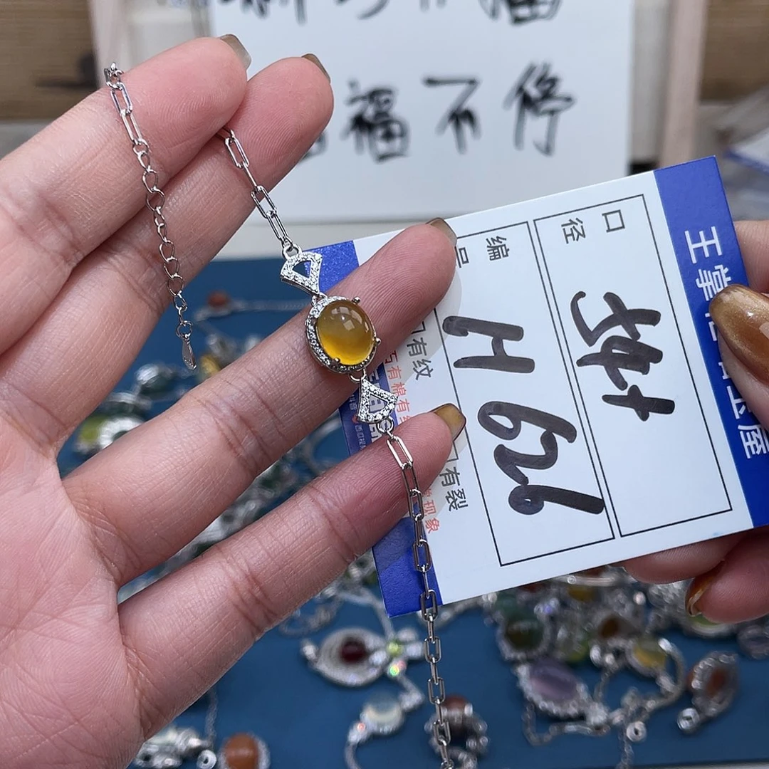 岫玉银S925镶嵌吊坠吊坠