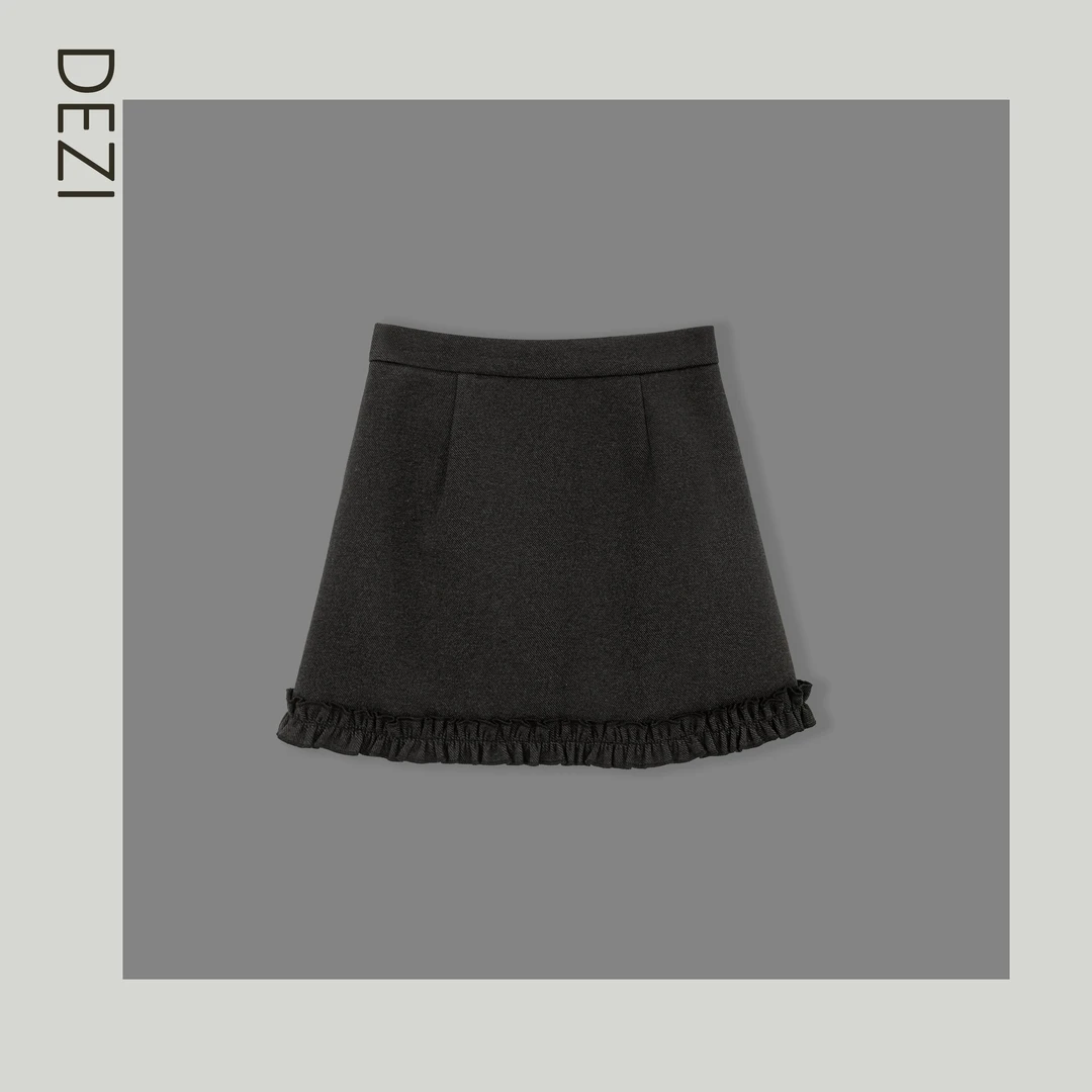 DEZI宝藏衣橱花苞边百搭短裙半裙女半裙LS11088