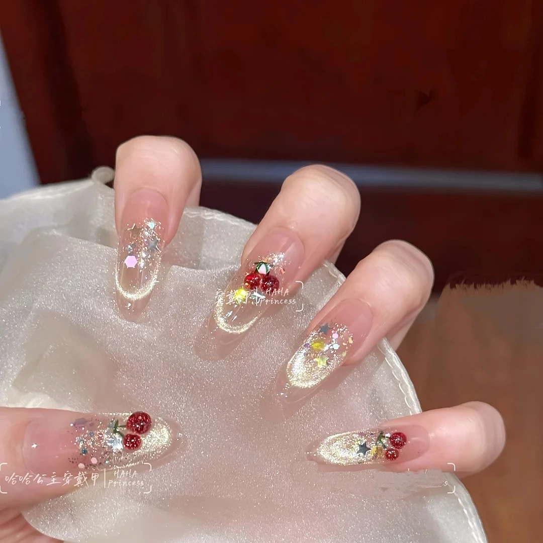 【甜心樱桃】25年新款高品质纯手工穿戴甲气质手工甲W