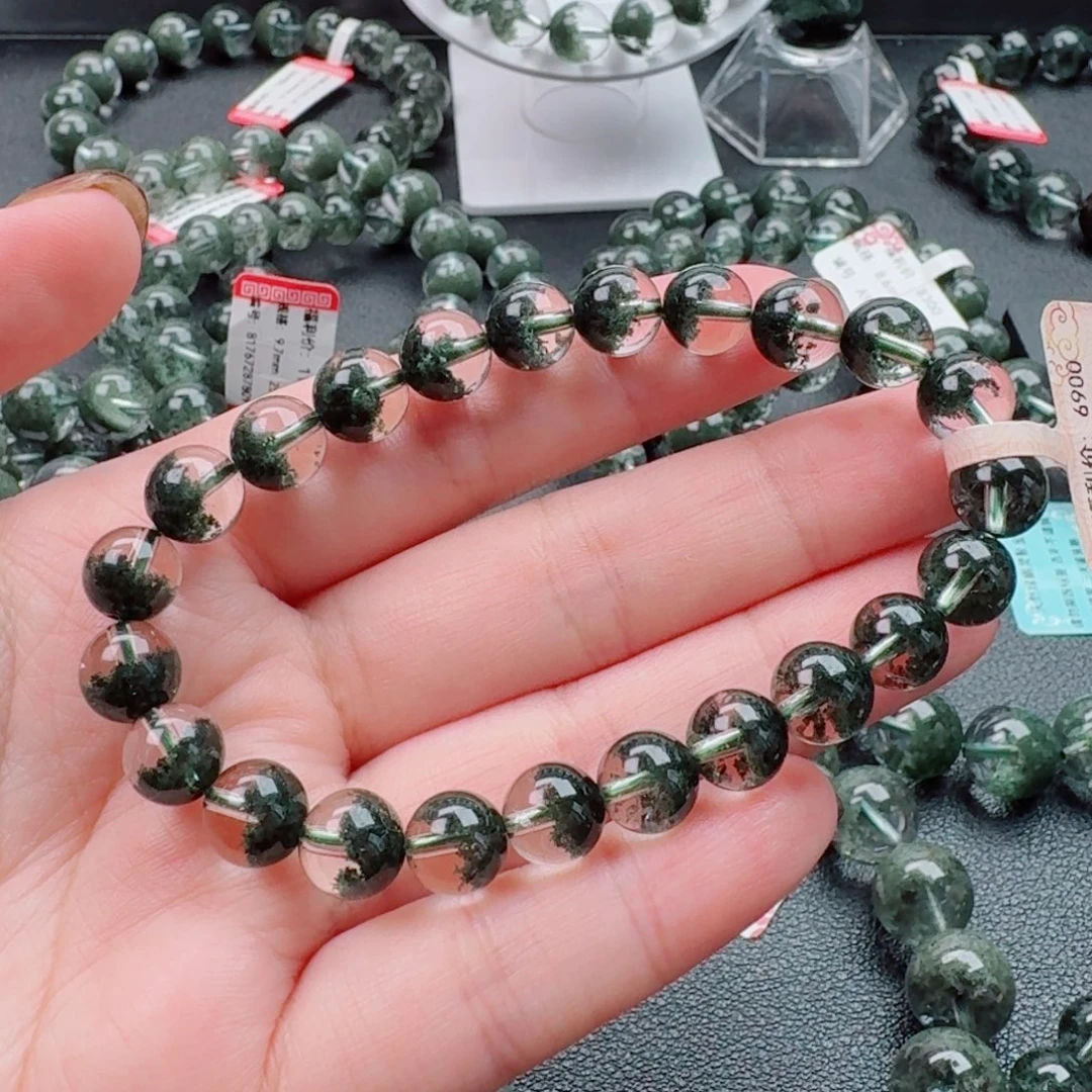 手链未镶嵌水晶绿幽灵聚宝盆无红皮8mm