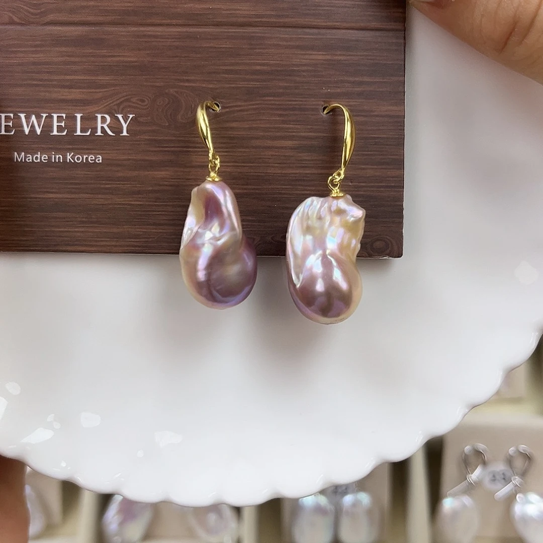 银S925镶嵌淡水珍珠耳饰