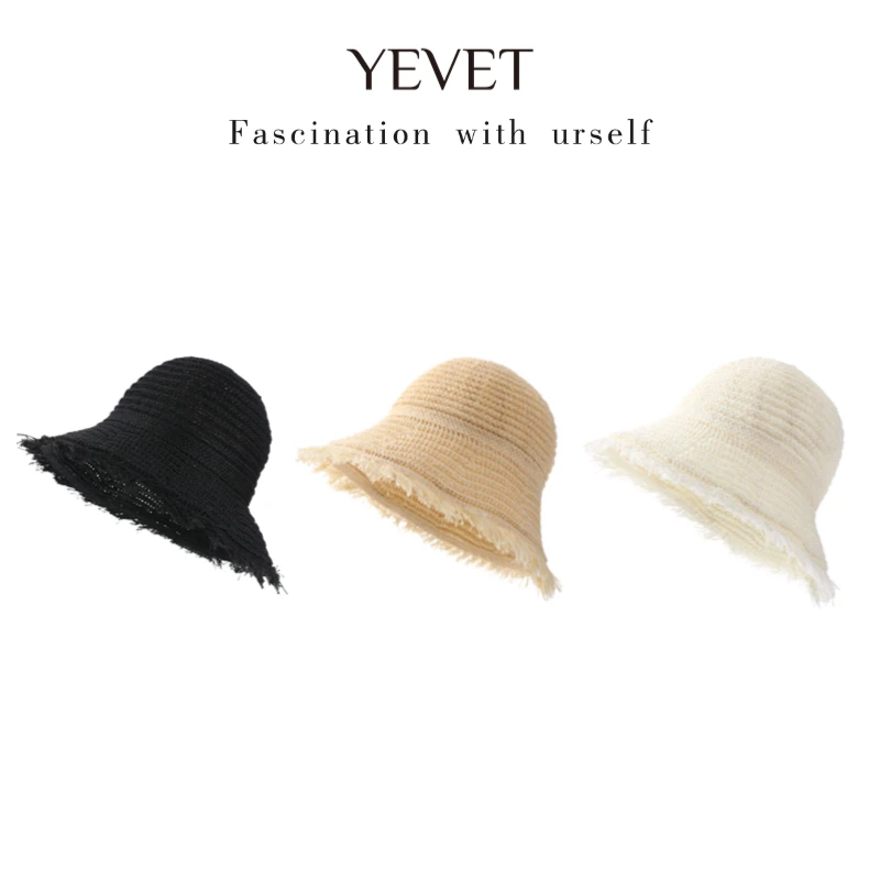 YEVET夏季渔夫韩系显脸小遮阳防晒草帽