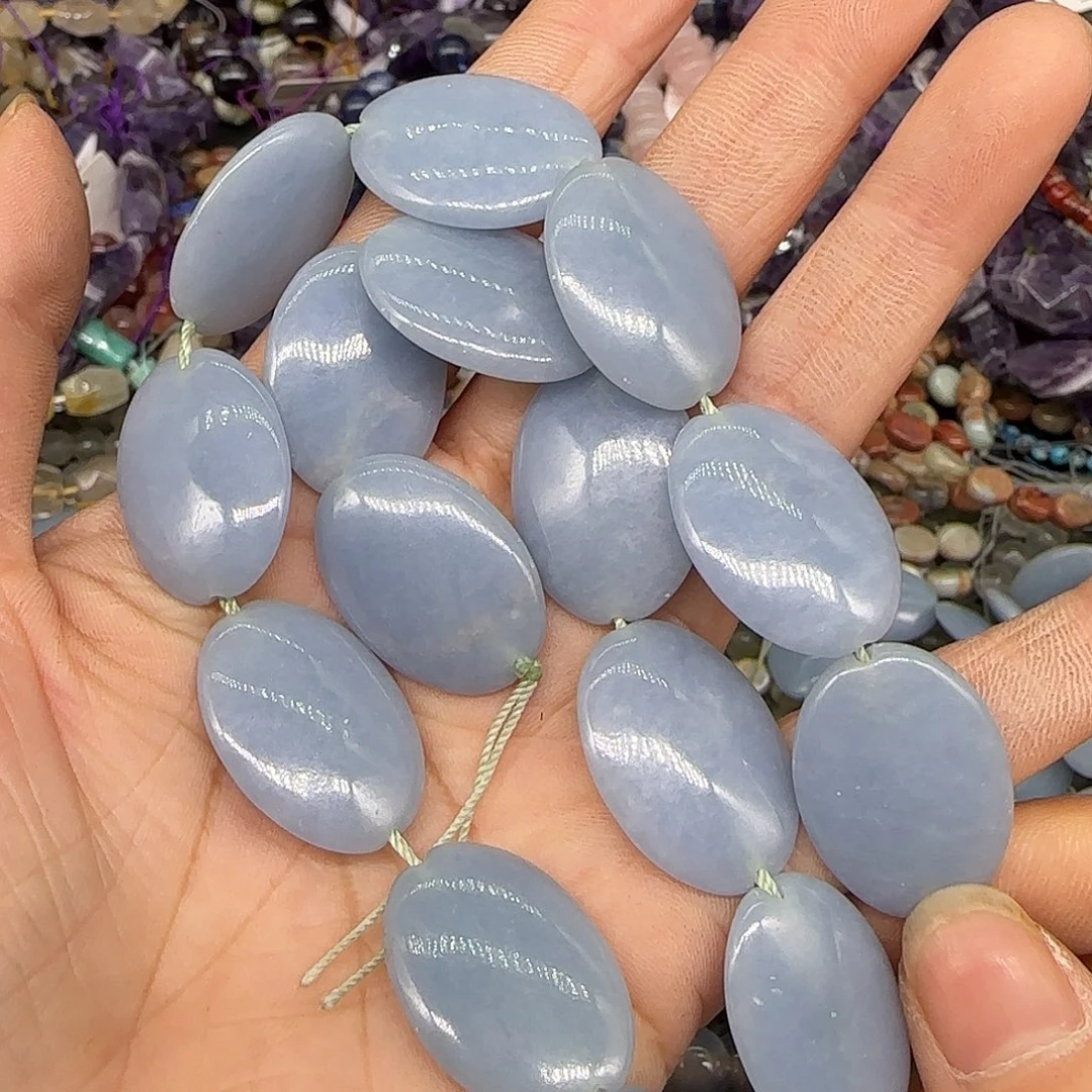 玛瑙/玉髓合金珠宝半成品天使石17mm圆饼一条