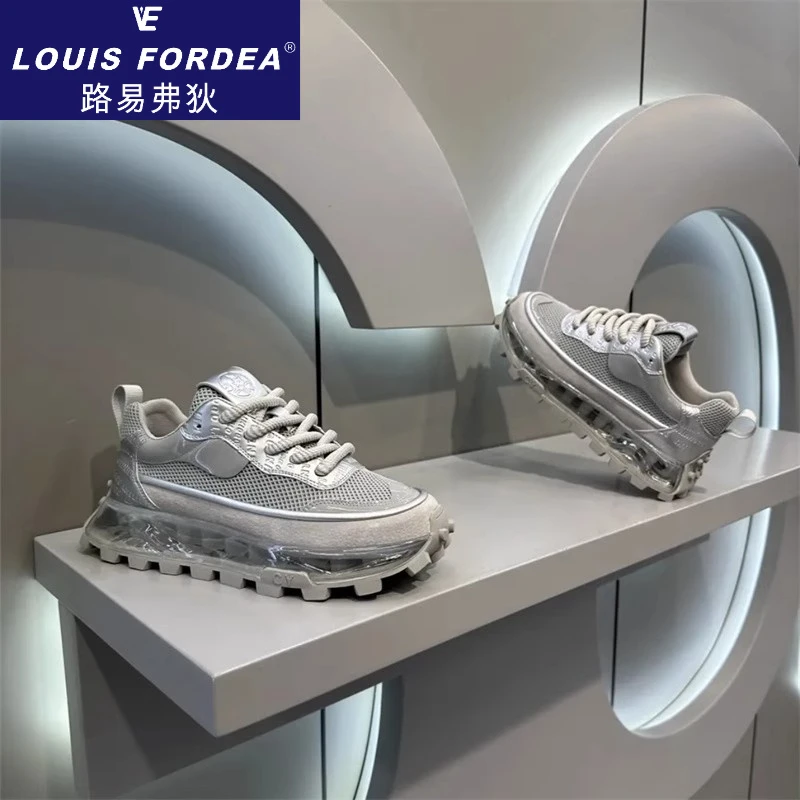 Louis Fordea/路易弗狄夏季男款网面鞋高档男款绑带老爹运动鞋