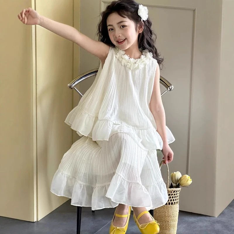 女童夏套装裙初中生甜美可爱公主裙薄款2025新款夏季蛋糕裙两件套