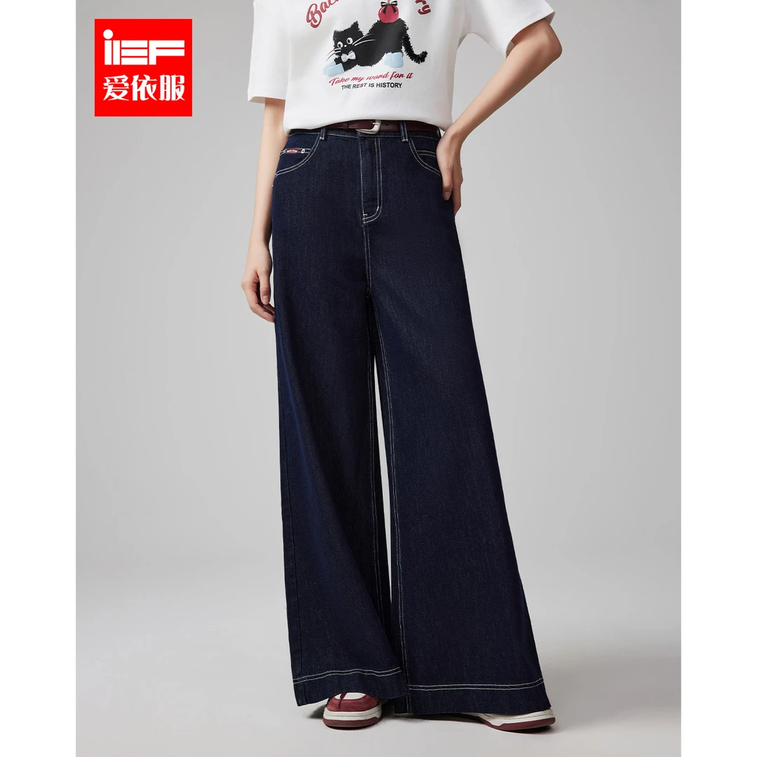【春季新品】IEF/爱依服长裤2025春季新款宽松牛仔阔腿裤欧若风