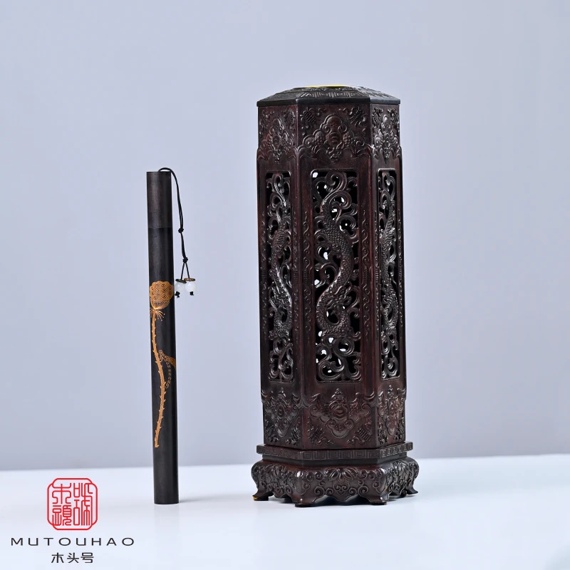 大红酸枝（螭龙纹）香筒