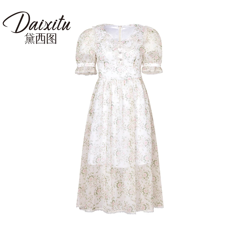 【老板娘夏天】夏季爆款法式碎花时尚双领连衣裙-1011000T32L0081