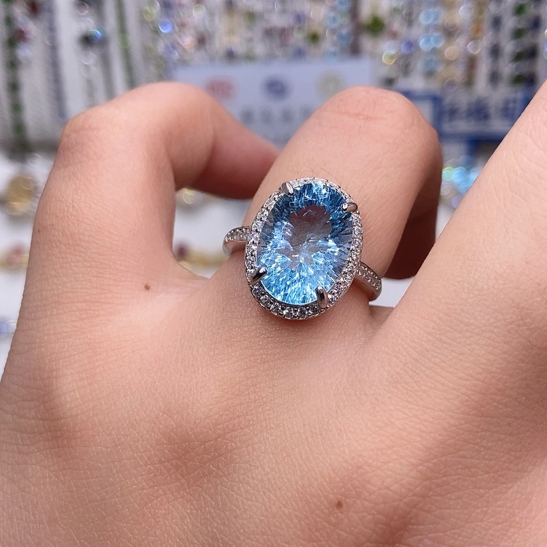 银S925镶嵌戒指托帕石