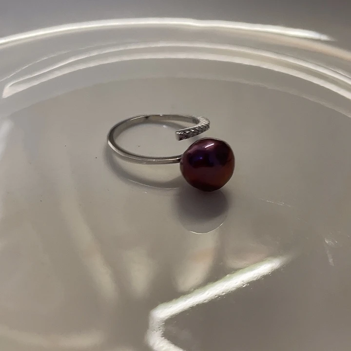 银S925镶嵌戒指淡水珍珠