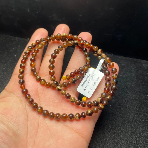 天然缅甸琥珀溶洞小米链