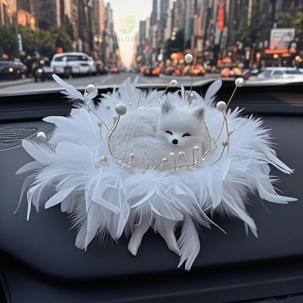 （升级爆款）羽毛垫猫咪公仔汽车中控台防滑垫装饰品车载内饰好物