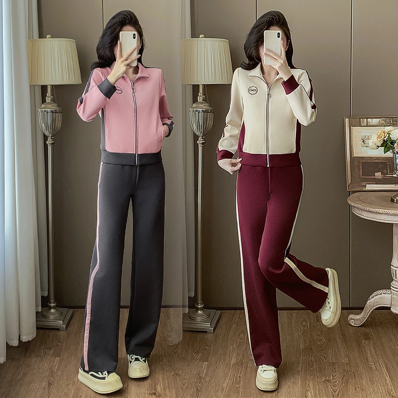 休闲运动服套装女春秋2025年新款洋气减龄妈妈春装立领开衫两件套