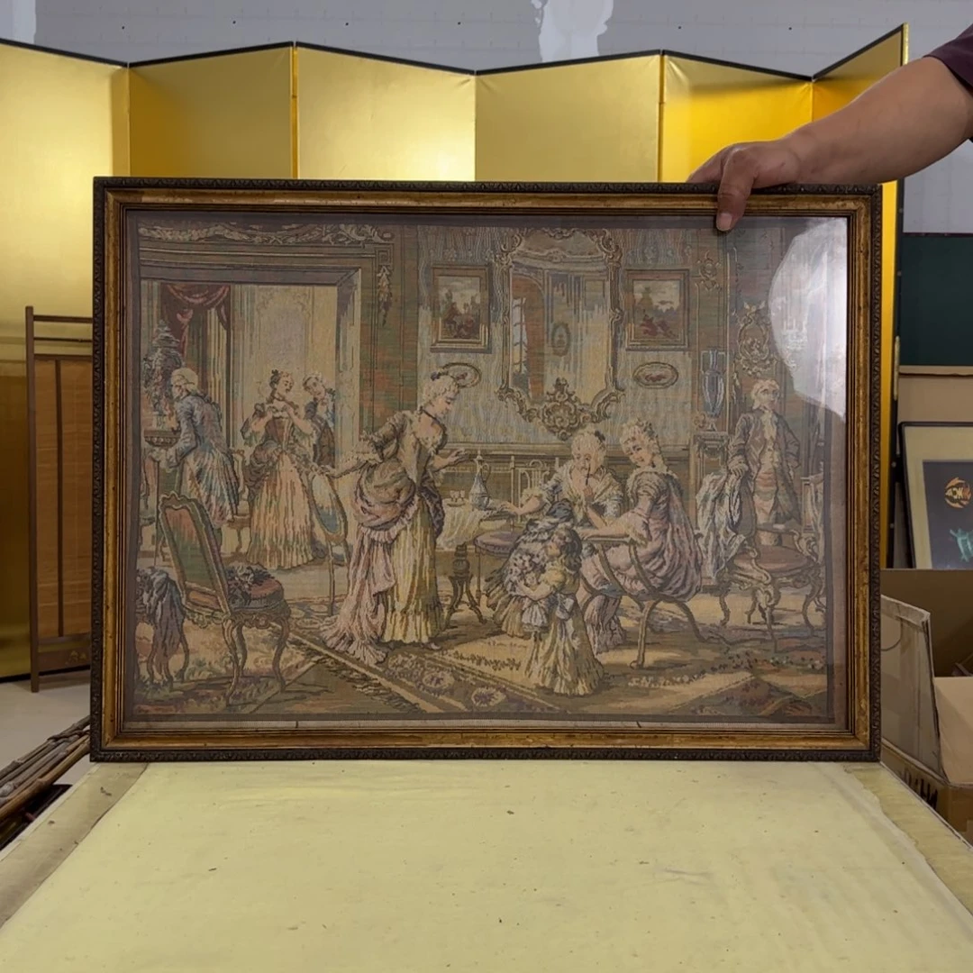 绘画玉屏风框画茶空间设计