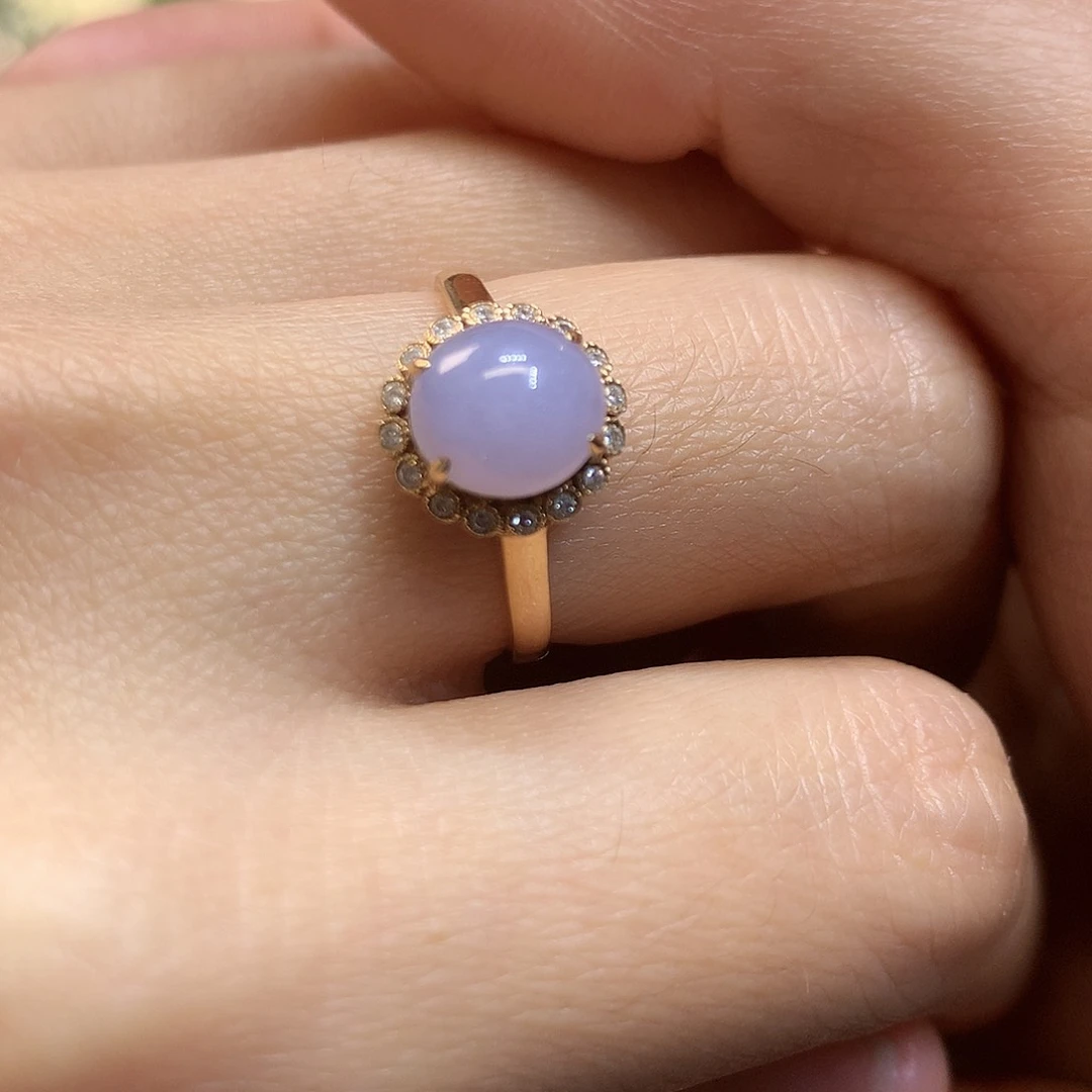 翡翠戒指18K金镶嵌戒指