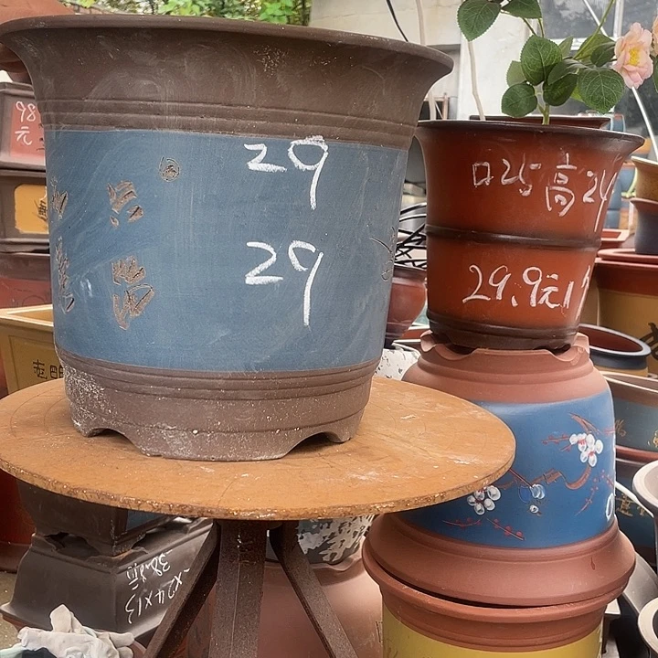 29蓝高栏花盆紫砂花盆紫砂花盆