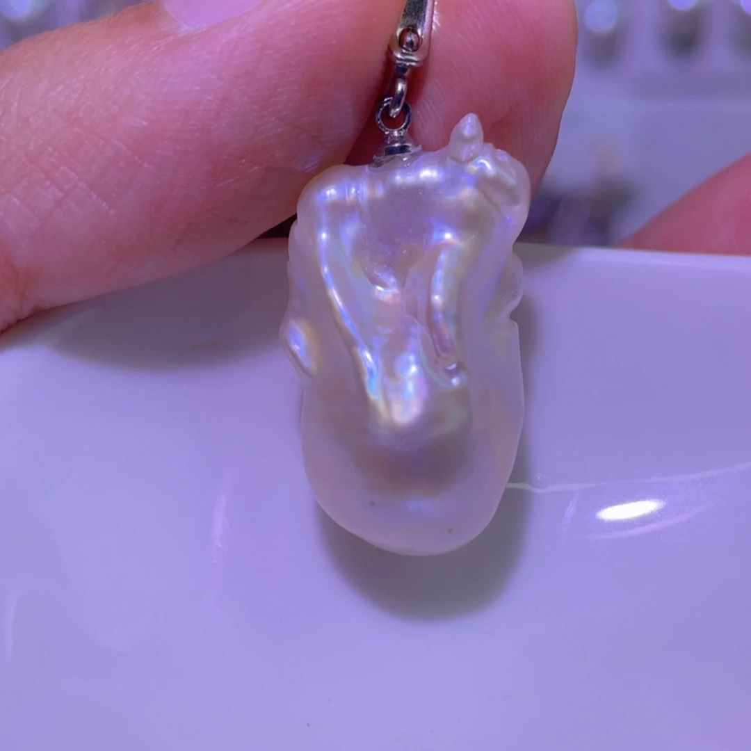 天然淡水珍珠吊坠淡水珍珠银S925镶嵌